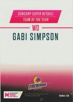 2018 Tap 'N' Play Suncorp Super Netball - Team of the Year #SSNA-05 Gabi Simpson Back